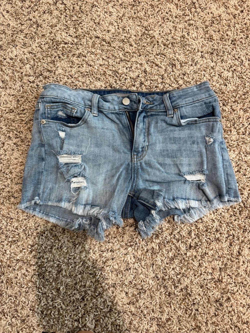 Just USA Light Blue Distressed Denim Shorts